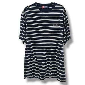 Chaps Ralph Lauren Men's Striped T-Shirt Crew Neck Casual Top Navy Large Vintage